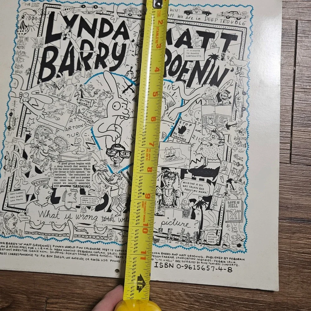 Vintage 1987 Lynda Barry Matt Groening Funky World Fun Calendar Illustrated Rare